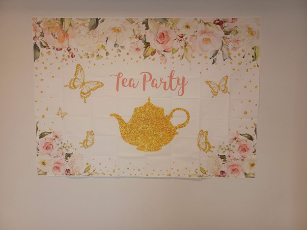 The event sign at the Ladies Tea Party.