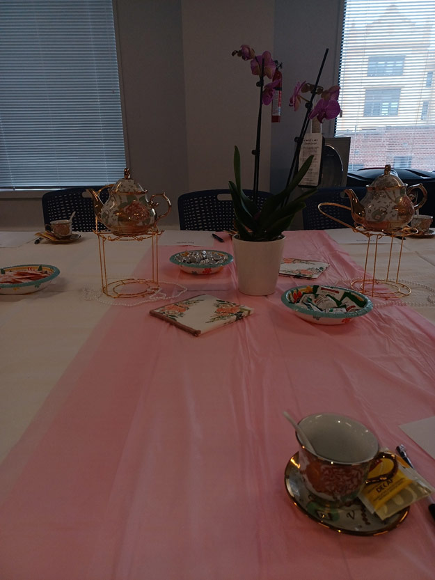 The table settings at the Ladies Tea Party.