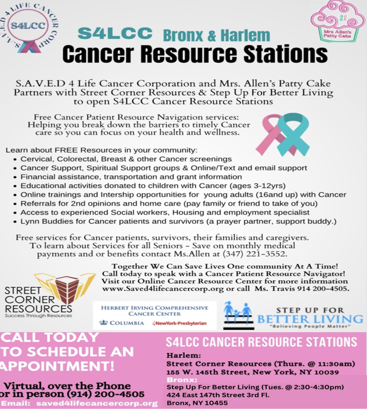Cancer Resource Stations flyer with information