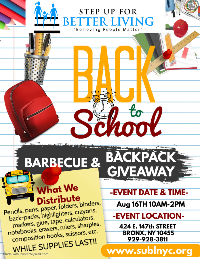 Back to School BBQ and Backpack Giveaway! Step Up For Better Living